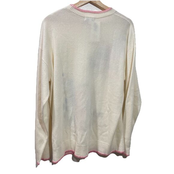 NWT Johnny Was Embroidered Wool Cashmere Sweater XL Cream Floral Boho Pullover - Picture 8 of 9